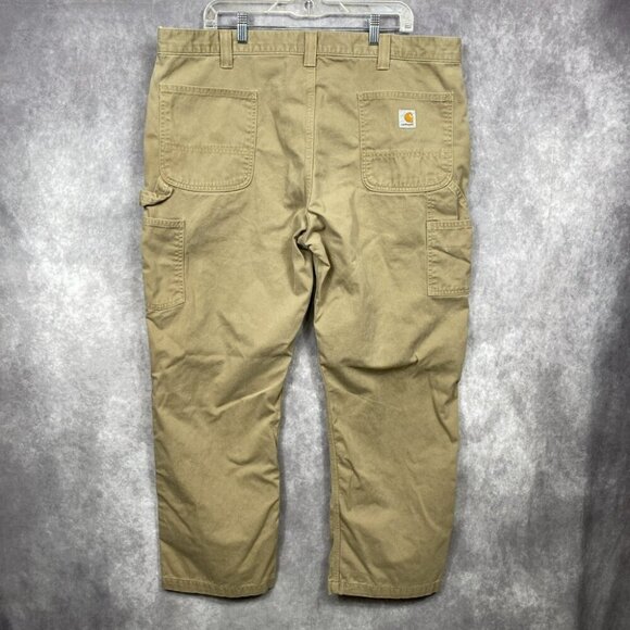 Carhartt B324DKH Pants Mens Fits (42x29) Dark Khaki Carpenter Relaxed Fit Canvas - Picture 2 of 15